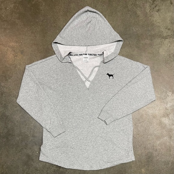 Victoria Secret PINK Logo Hoodie Knit Sweater Y2K - Picture 1 of 9